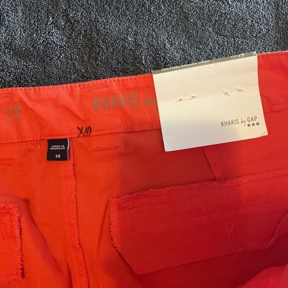 Gap Pants Size 14 Vintage Rolled Crop Red Orange Khaki Stretch - Picture 3 of 6